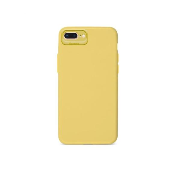 FUNDA DE SILICONA SUAVE DE CAMARA AMARILLO PARA IPHONE 7+ / 8+