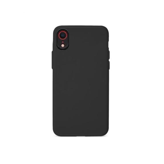 FUNDA DE SILICONA SUAVE CON MARCO DE CAMARA NEGRO PARA IPHONE XR