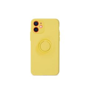 FUNDA SILICONA SUAVE AMARILLO + IMAN+ANILLA PARA IPHONE 12 MINII