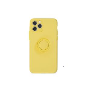 Yellow soft silicone sleeve + magnet and ring for iphone 12 pro