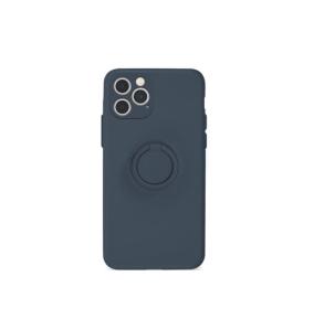 FUNDA SILICONA SUAVE AZUL OSCURO+IMAN+ANILLA PARA IPHONE 12 PRO