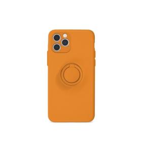 FUNDA SILICONA SUAVE NARANJA + IMAN + ANILLA PARA IPHONE 12 PRO