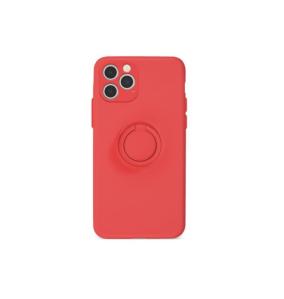 Red soft silicone case with magnet + ring for iphone 12 pro