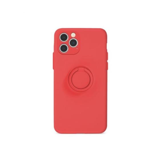 FUNDA SILICONA SUAVE ROJO CON IMAN + ANILLA PARA IPHONE 12 PRO