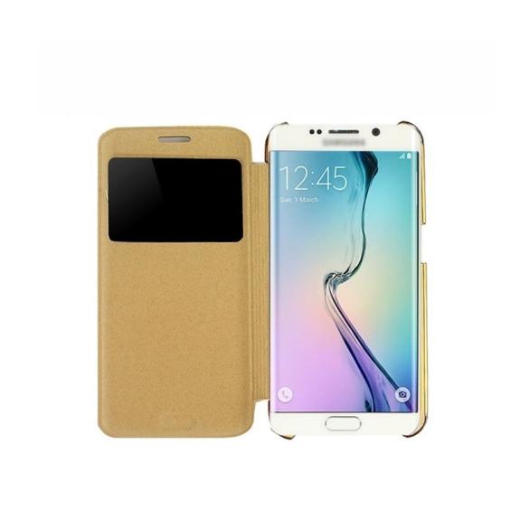 FUNDA COMPLETA CON COVER DORADO PARA SAMSUNG GALAXY S6EDGE G925F