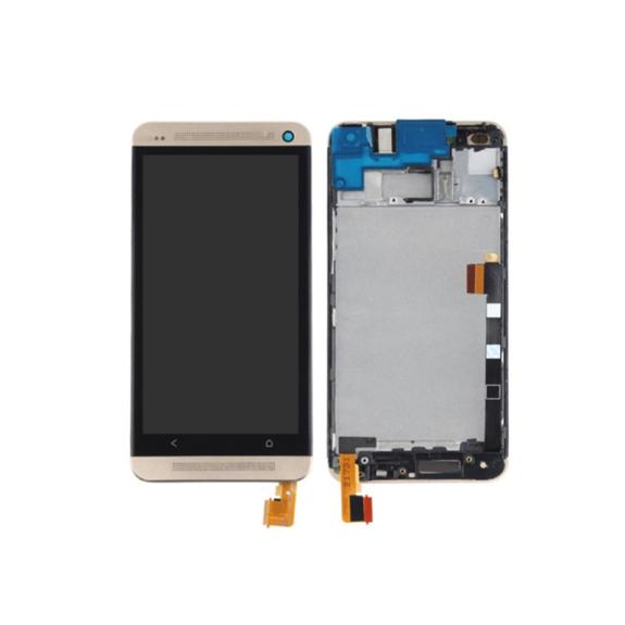 PANTALLA TACTIL LCD COMPLETA PARA HTC ONE M7 DORADO CON MARCO