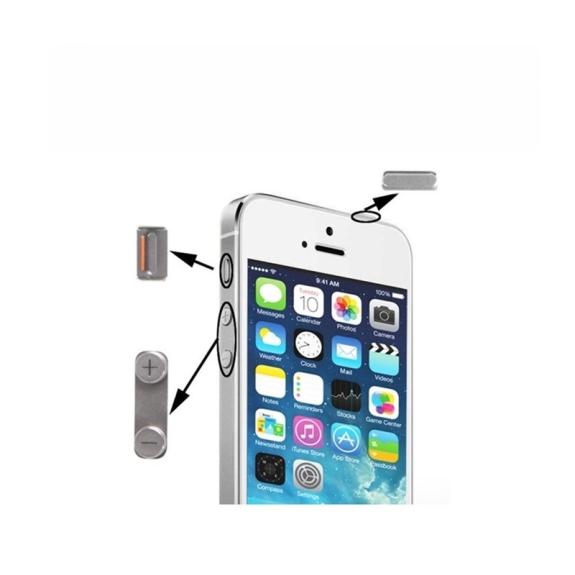 Botones laterales para iPhone 5s plata