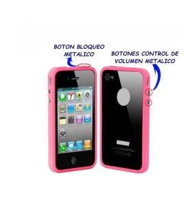 BUMPER IPHONE 4/4S BOTONES METALICOS COLOR ROSA