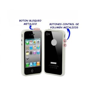 BUMPER IPHONE 4/4S BOTONES METALICOS COLOR BLANCO