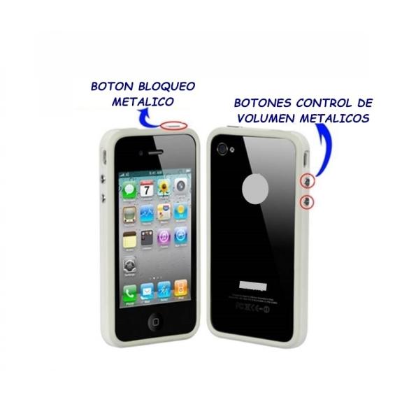 BUMPER IPHONE 4/4S BOTONES METALICOS COLOR BLANCO