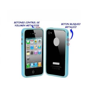 BUMPER IPHONE 4/4S BOTONES METALICOS COLOR AZUL