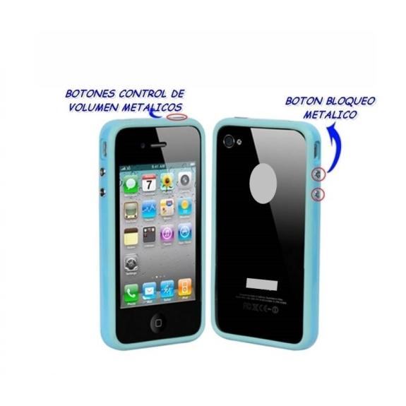 BUMPER IPHONE 4/4S BOTONES METALICOS COLOR AZUL