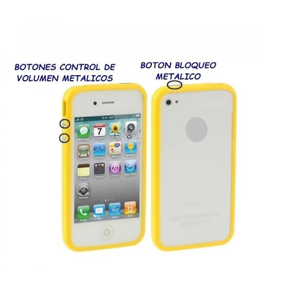 BUMPER IPHONE 4/4S BOTONES METALICOS COLOR AMARILLO