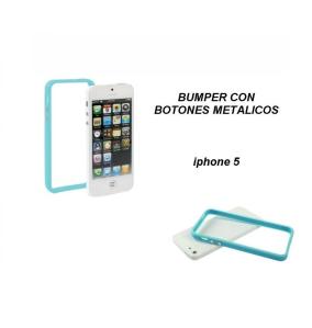 BUMPER IPHONE 5 5S BOTONES METALICOS COLOR AZUL CELESTE