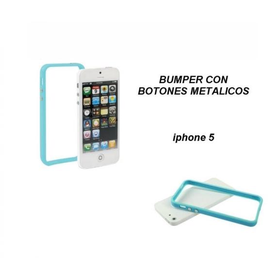 BUMPER IPHONE 5 5S BOTONES METALICOS COLOR AZUL CELESTE