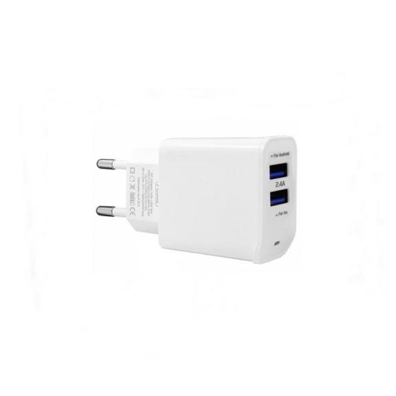 Adaptador carga rápida con doble puerto USB (2.4A)