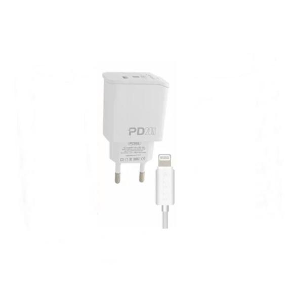 Adaptador con Tipo C y cable lightning (20W / 3A)