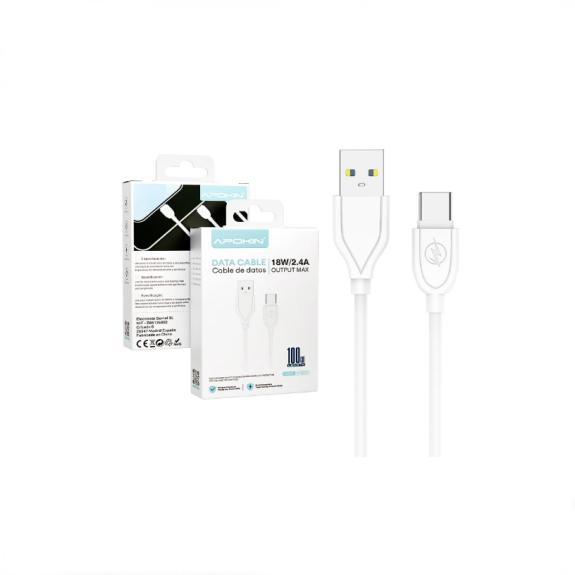 Cable de Datos y Carga Rapida USB 2.4 a Tipo C 1Metros - Blanco