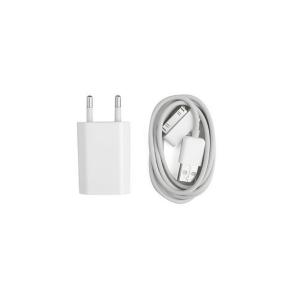 CARGADOR DE RED CON CABLE DE CARGA IPHONE BLANCO