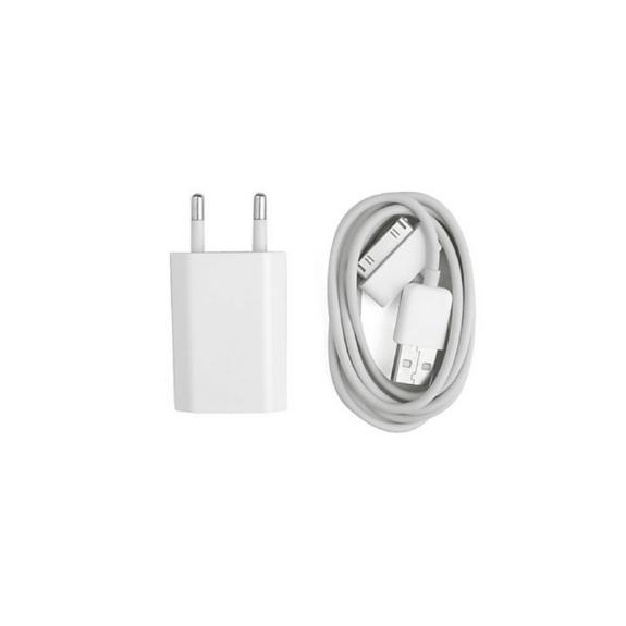 CARGADOR DE RED CON CABLE DE CARGA IPHONE BLANCO