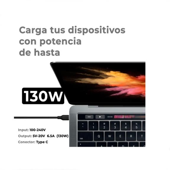 Cargador Para Portatil USB-C 5V-20V 6.5A 130W