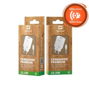 Cargador tipo USB y cable USB-A tipo C blanco