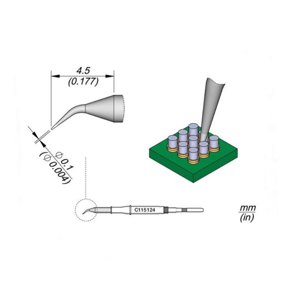 Punta Soldador JBC C115124 de Cabezal Curvada - 0.1mm