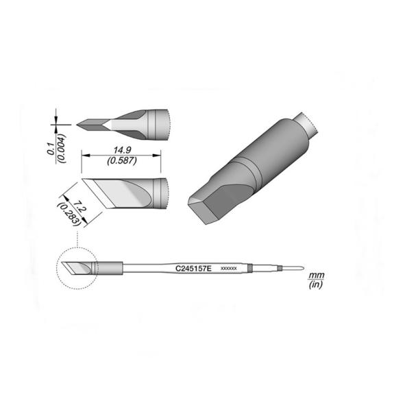 Punta Soldador JBC C245157E  de Cabezal Cuchilla - 7.2 X 0.1 mm