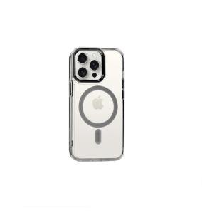 Funda Acrílica Premium Para iPhone 15 Pro Max negro-transparente