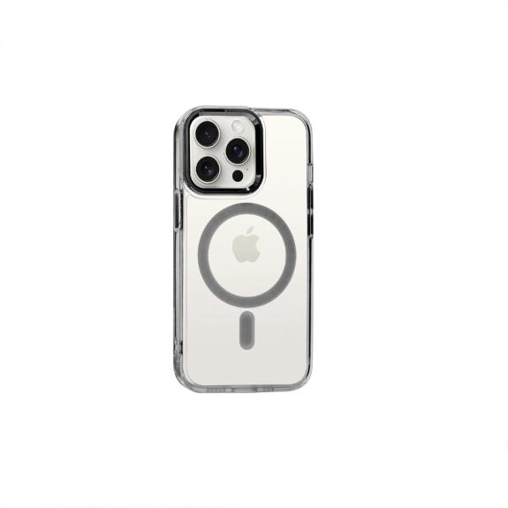 Funda Acrílica Premium Para iPhone 15 Pro Max negro-transparente