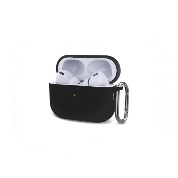 Funda de silicona con gancho para AirPods Pro 2 negro