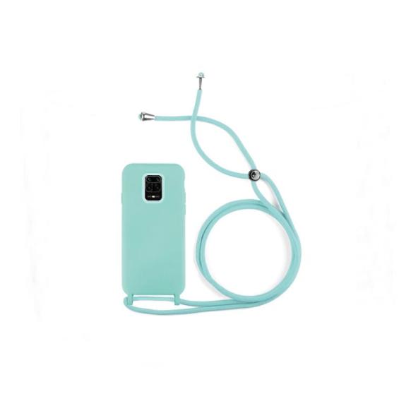 FUNDA GEL CON CORDON TURQUESA PARA XIAOMI REDMI NOTE 9S / 9 PRO