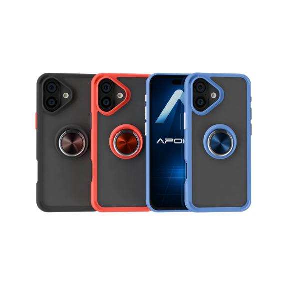 Funda Gel Para iPhone 17 Rojo (Imán Con Soporte Smoked)
