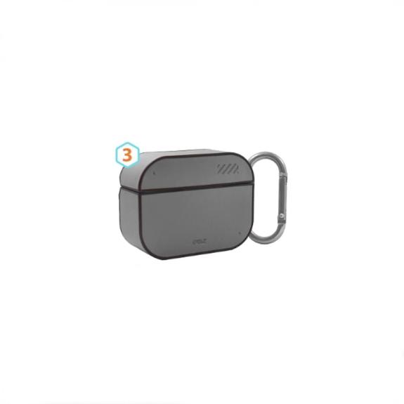 Funda Piel Mosquetón para Airpods Pro gris