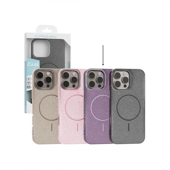Funda Purpurina Brillo Para iPhone 16 Pro lila con Magsafe