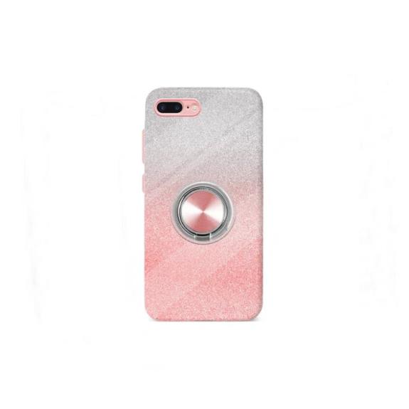 Funda Silicona Brillante iPhone 7 Plus / 8 Plus rosa con iman y