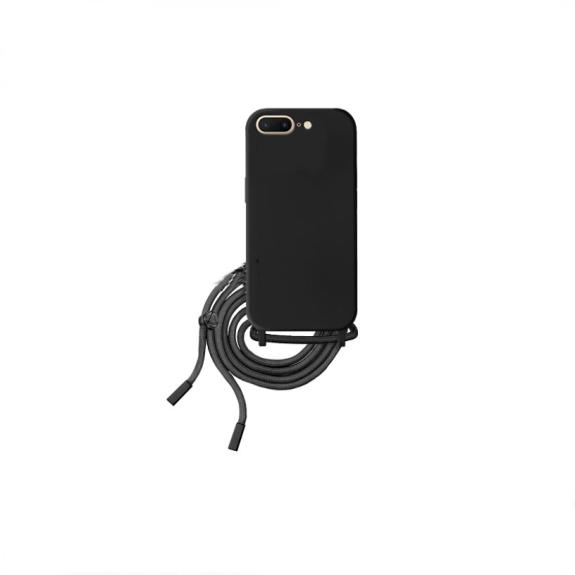 Funda Silicona con Cordón iPhone 6 Plus / 7 Plus / 8 Plus negro