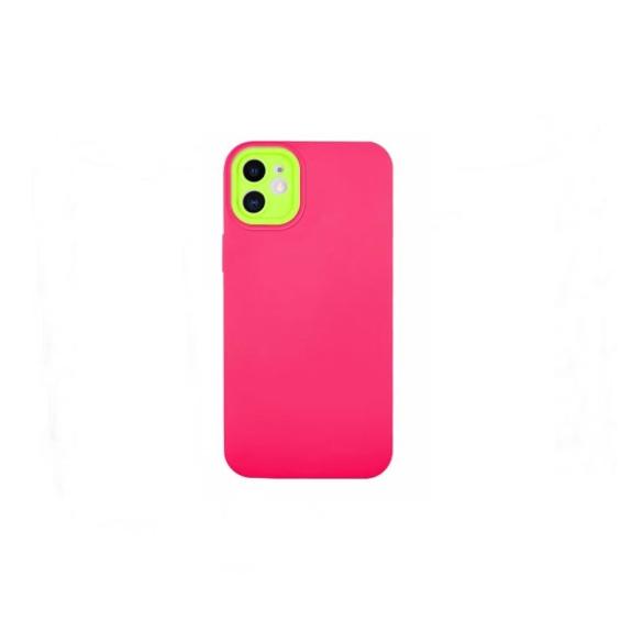 Funda silicona para iPhone 12 fucsia