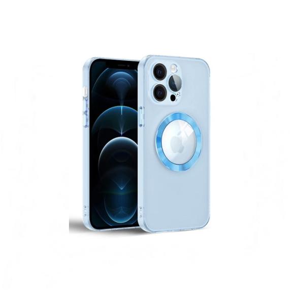 Funda Silicona para iPhone 14 Pro azul con iman magsafe