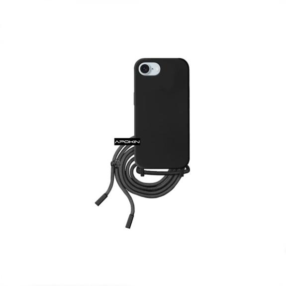 Funda suave con cordon para iPhone 16E negro
