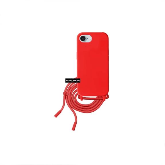 Funda suave con cordon para iPhone 16E rojo