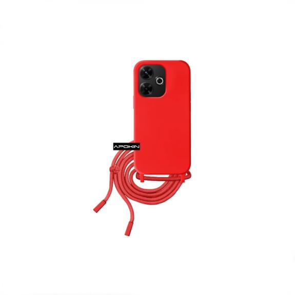 Funda suave con cordon para Xiaomi Redmi 13 rojo