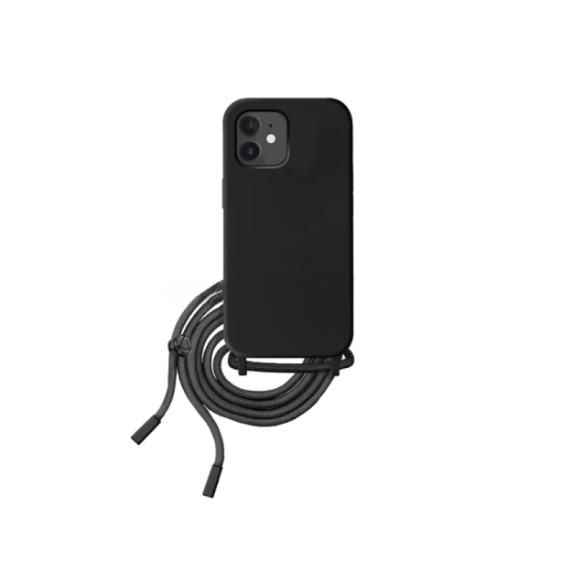 Funda Suave Para iPhone 11 en color negro (Con Cordón)