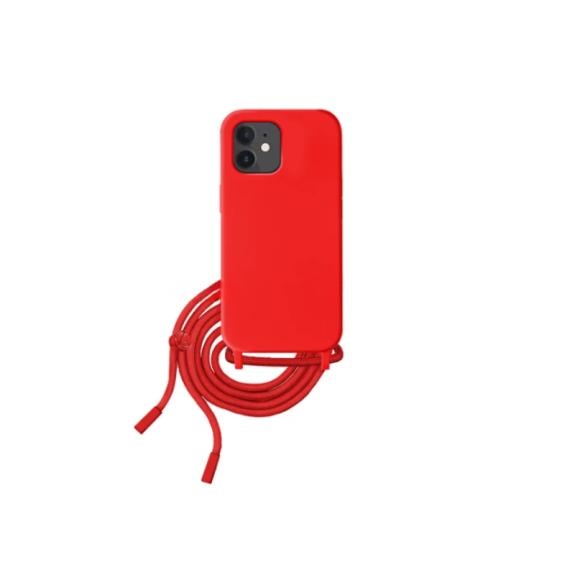 Funda Suave Para iPhone 11 en color rojo (Con Cordón)