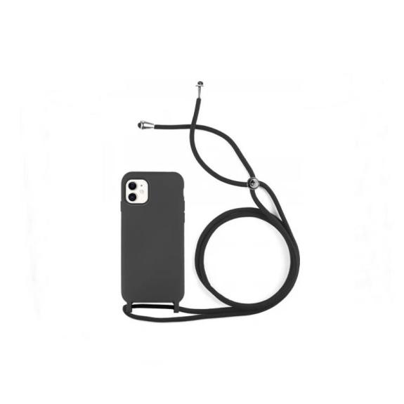 Funda suave para iPhone 12 / 12 Pro negro con cordon