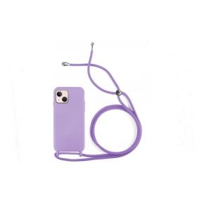 Funda suave para iPhone 14 Plus lila con cordon