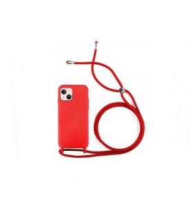 Funda suave para iPhone 14 Plus rojo con cordon