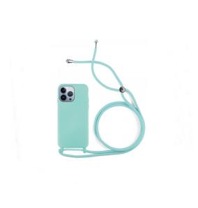 Funda suave para iPhone 14 Pro azul turquesa con cordon