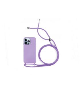 Funda suave para iPhone 14 Pro lila con cordon