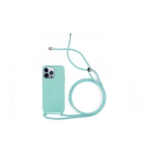 Funda suave para iPhone 14 Pro Max azul turquesa con cordon